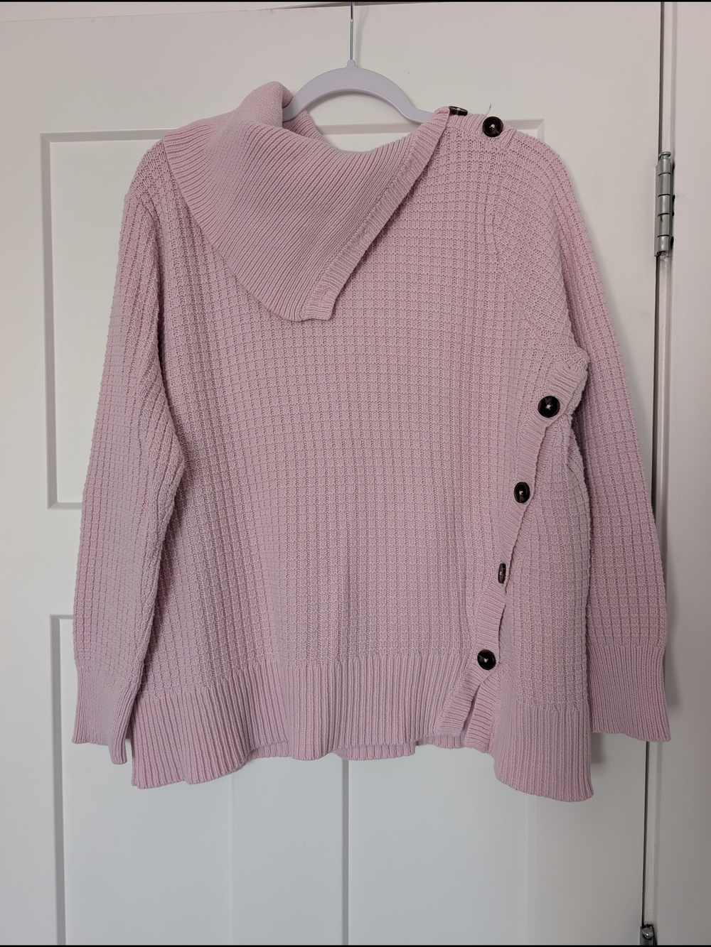 Woman Within Pink Hooded Button-Side Knit Sweater Size Medium